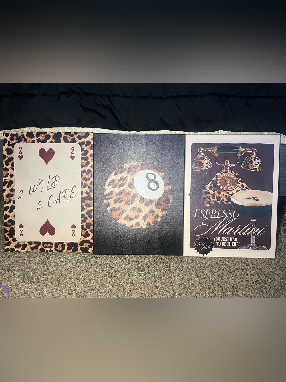 3 count wooden frame leopard print canvas set